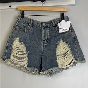 Glamorous Blue Distressed Jean Shorts